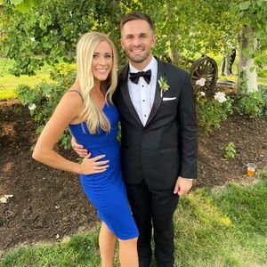 Cobalt Blue Asymmetrical Midi Dress